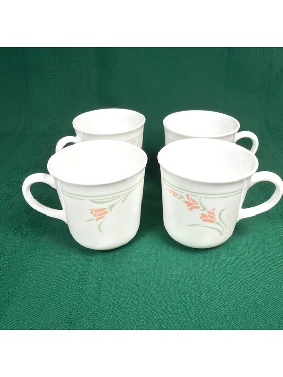 Corelle Other - Vintage 80s Lot of 4 Corelle Corning Peach Garland Coffee Mugs Cups Retired USA